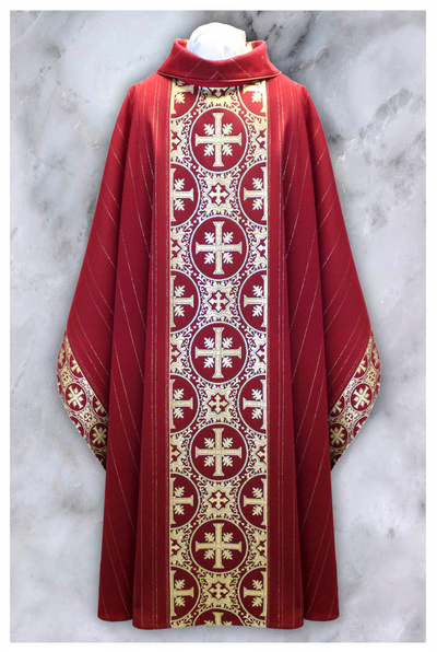 Front side of red monastic vestment for sale.