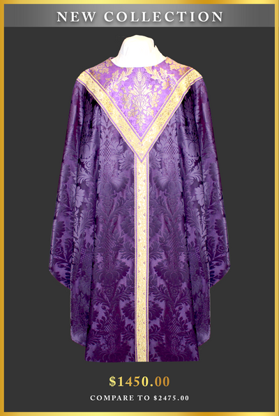 Front side of "Ref 20-2845" Advent Purple Gothic vestment, from Chagall Design Limited's New Collection.