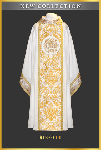 Front side of "ref 20-2853" Off-White Monastic vestment, from Chagall Design Limited's New Collection.
