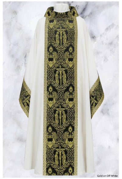 Front side of "ref # 20-2521" Gold & Off-White Monastic vestment, from Chagall Design Limited's Monastics collection.