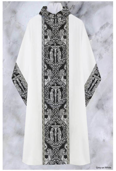 Front side of "ref # 20-2521" Gray & White Monastic vestment, from Chagall Design Limited's Monastics collection.