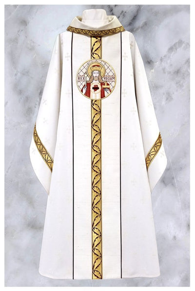 Front side of "ref # 20-2552" Off-White and Gold Monastic vestment, from Chagall Design Limited's Monastic vestments collection.