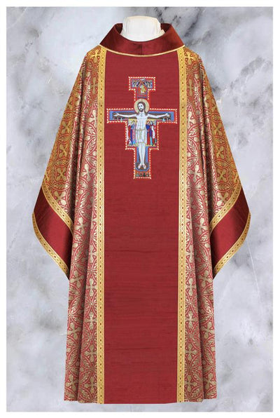 Front side of "ref # 20-2724" Red Monastic vestment, from Chagall Design Limited's Monastics collection.